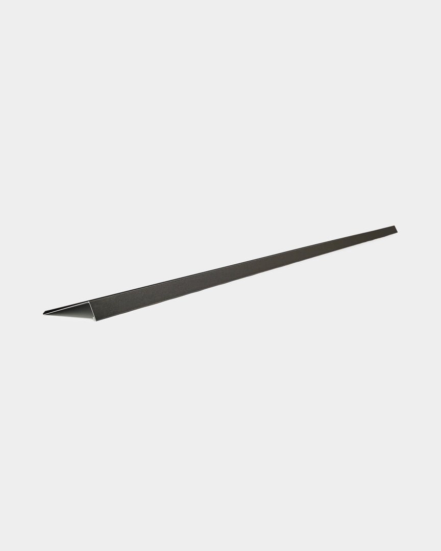 WoodUpp Aluwood window sill, 240 cm, slim powder-coated aluminum facade panel with triangular cross-section, shown on a white background.