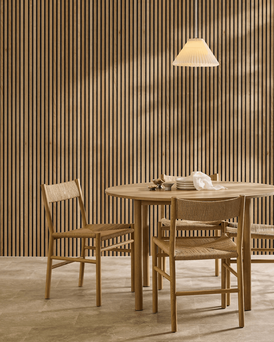Akupanel | Acoustic Panel / Natural Wood, Rustic Natural Oak, Black Felt, 240 x 60 cm
