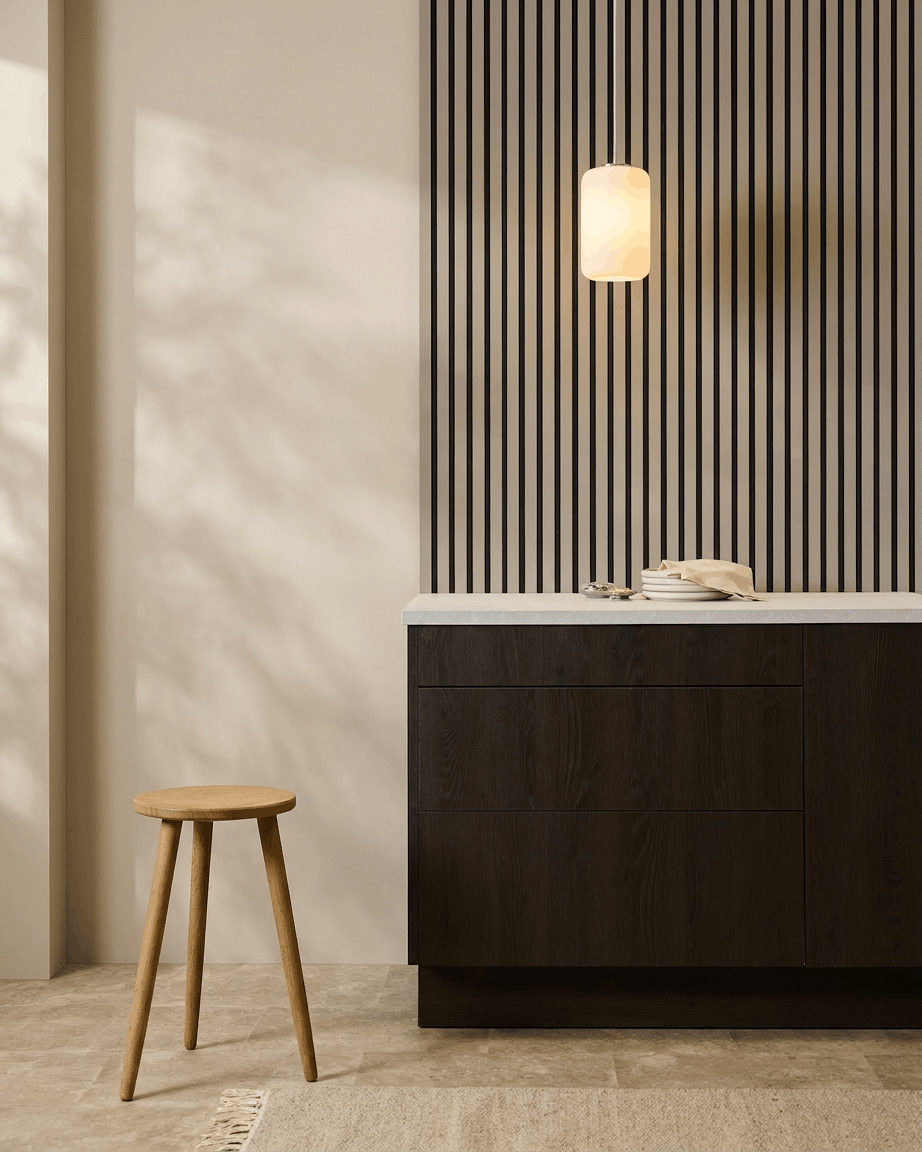 Akupanel | Acoustic Panel / Colored, Stone, Black Felt, 240 x 60 cm