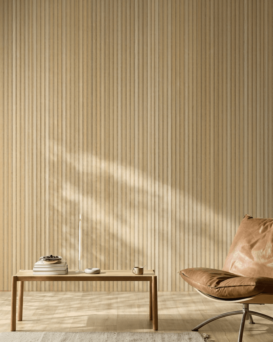 Akupanel | Acoustic Panel / Natural Wood, Classic Oak, Beige Felt, 240 x 60 cm